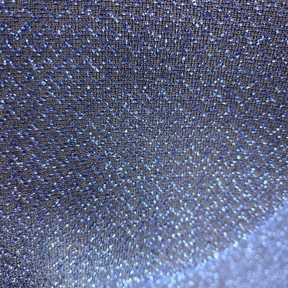 SIMPY STYLED Metallic Short Sleeve Blouse Blue Size L - Picture 6 of 10